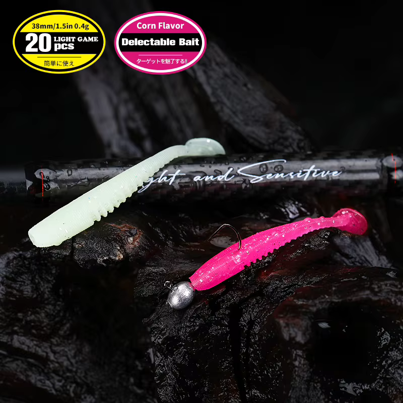 Vinilo Tsurinoya FLEX T 38mm 0,4g – Cola worm UV Rockfish - imagen 4