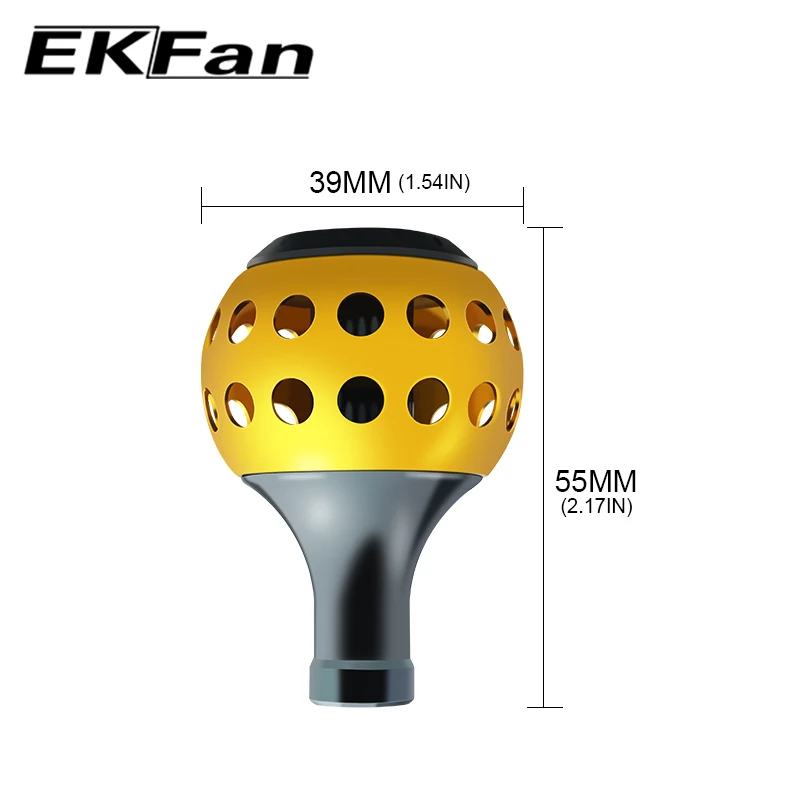 EKFan Perillas de aluminio 39 mm para carrete spinning – diseño redondo
