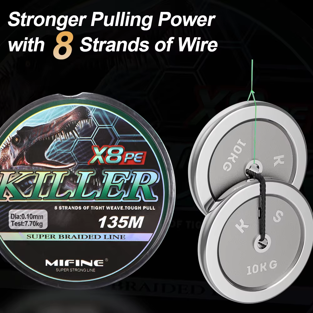 Sedal trenzado Mifine Killer X8 – PE 8 hebras de alta resistencia - imagen 4
