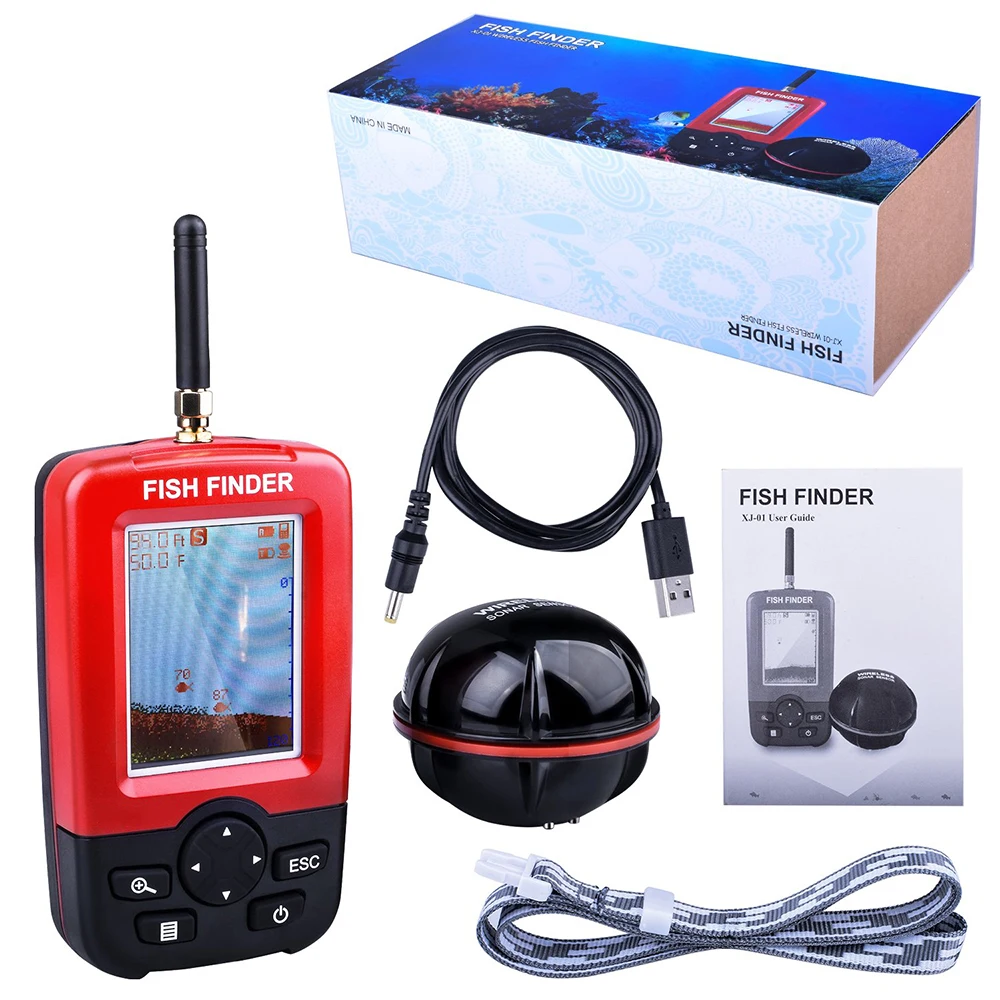 Buscador de peces portátil inalámbrico con sonda 45 m y alarma - imagen 2