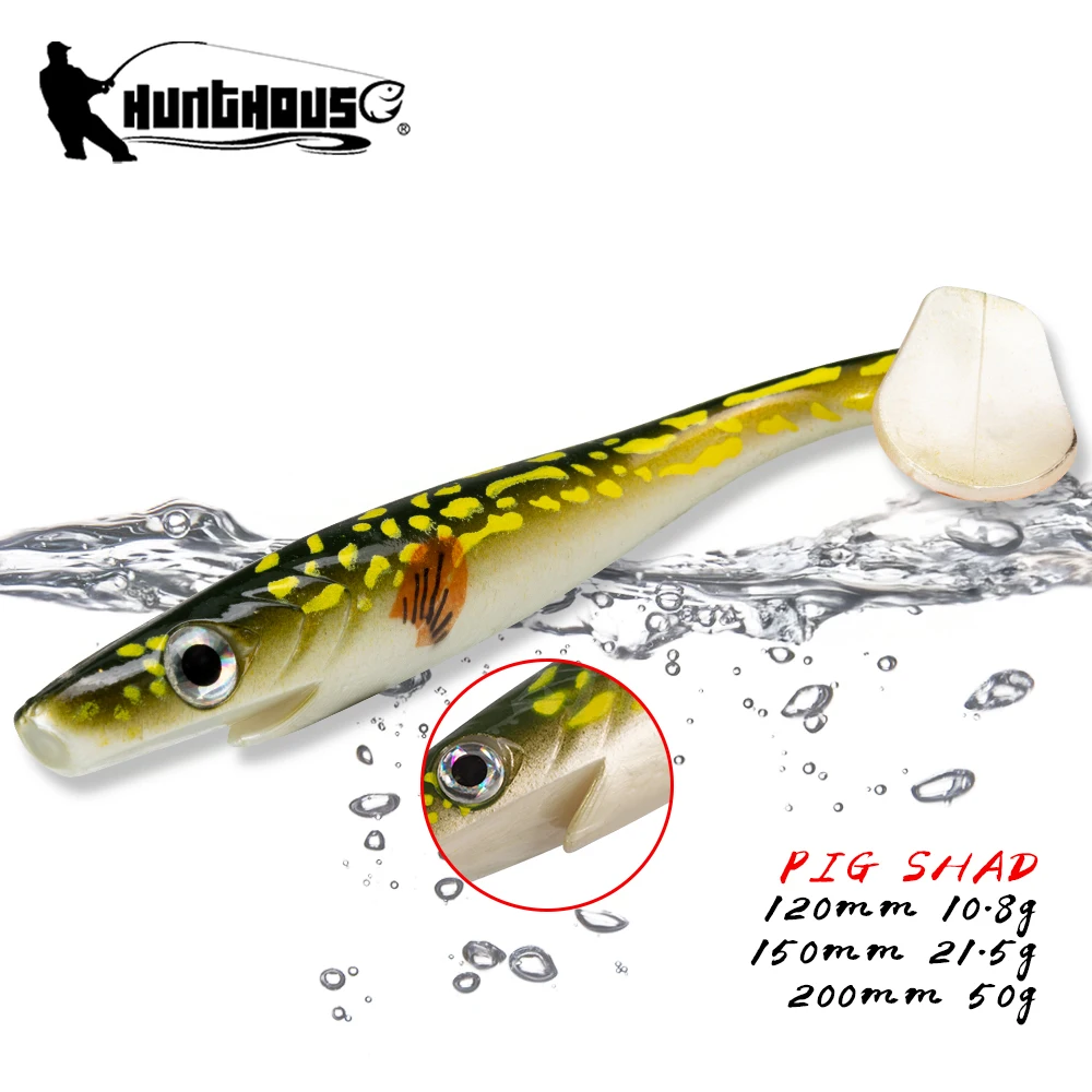 Hunthouse Pig Shad señuelo de vinilo paddle tail para luciopercas - imagen 2