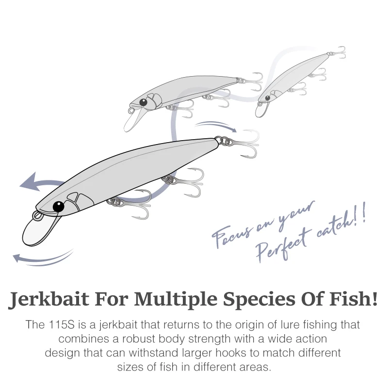 Tsurinoya 115S Jerkbait – 11.5cm 20g hundido para lucio