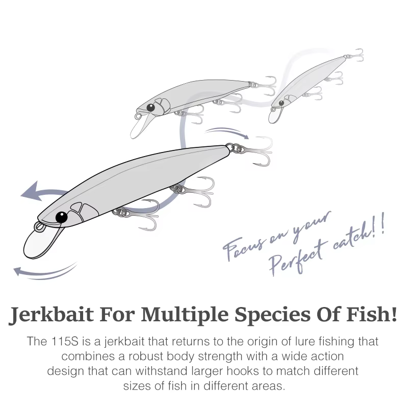 Tsurinoya 115S Jerkbait – 11.5cm 20g hundido para lucio