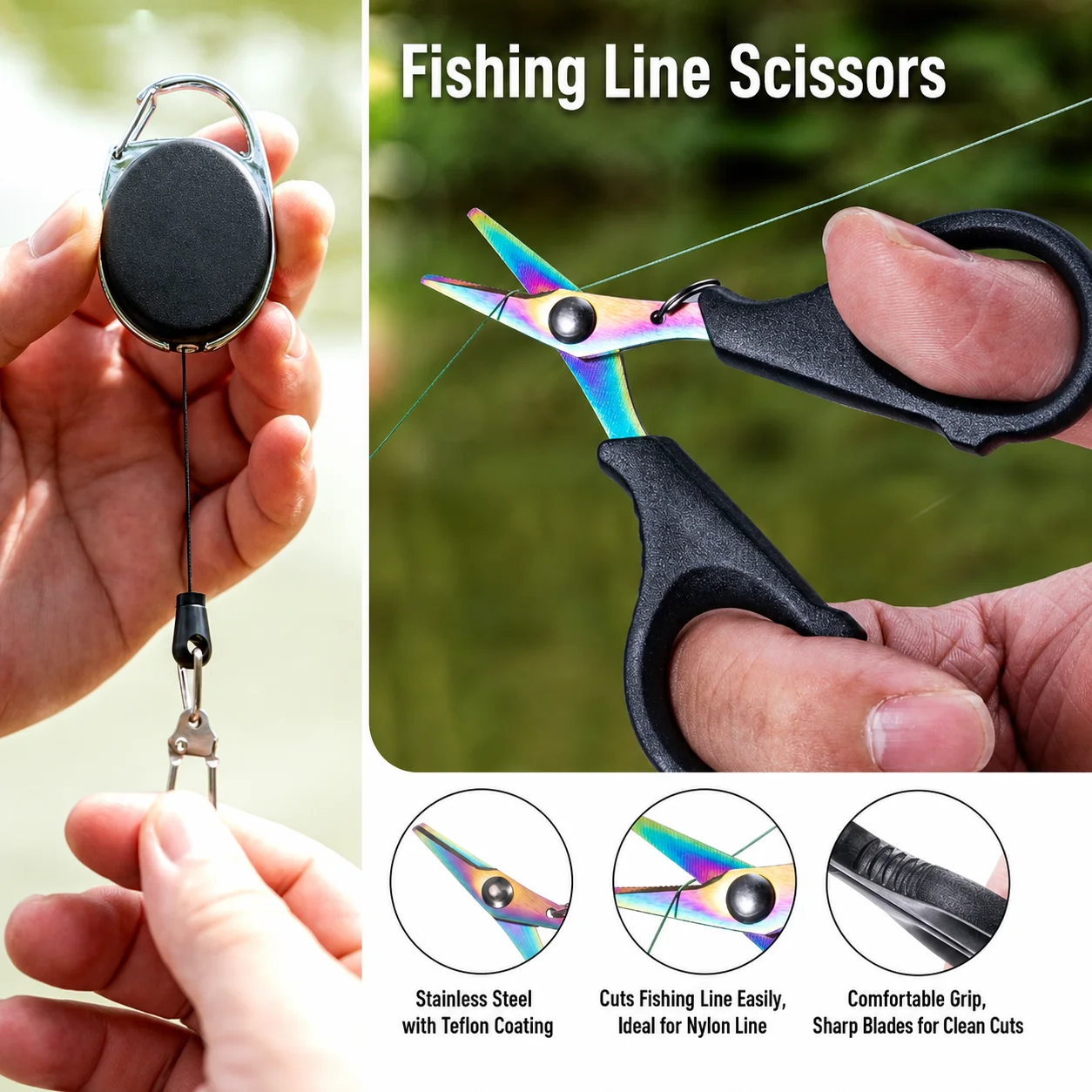 Alicates de pesca con pinza y extractor de anzuelos – Kit inoxidable - imagen 2
