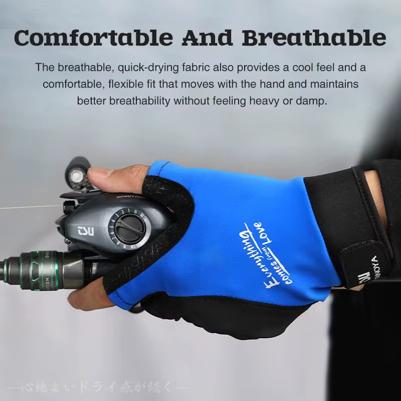 TSURINOYA Guantes de pesca medio dedo verano antideslizantes finos - imagen 5