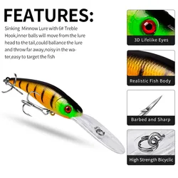 Señuelo swimbait hundido con anzuelo triple para lubina y Walleye