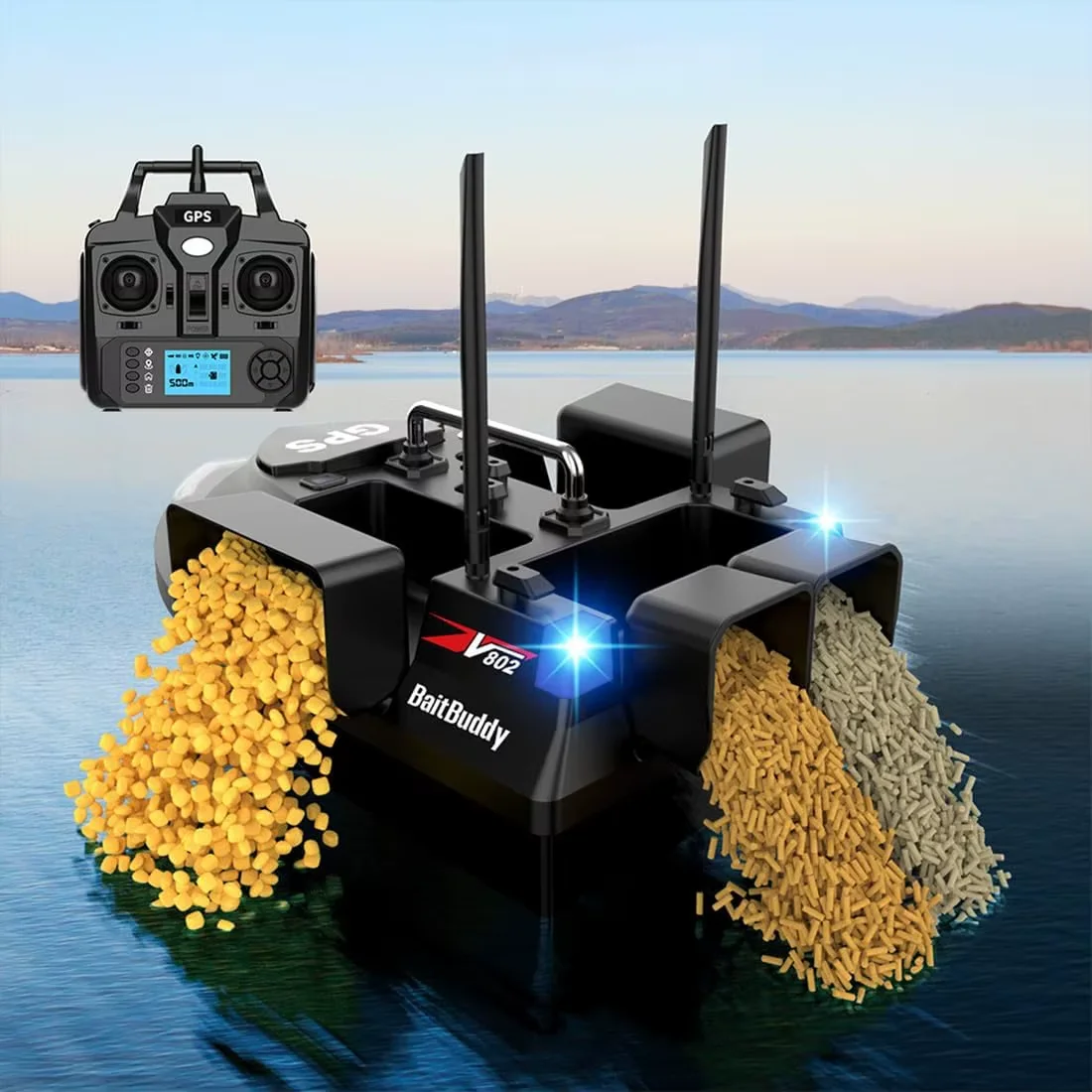 Barco cebo RC con sonar V802 Pro – retorno automático