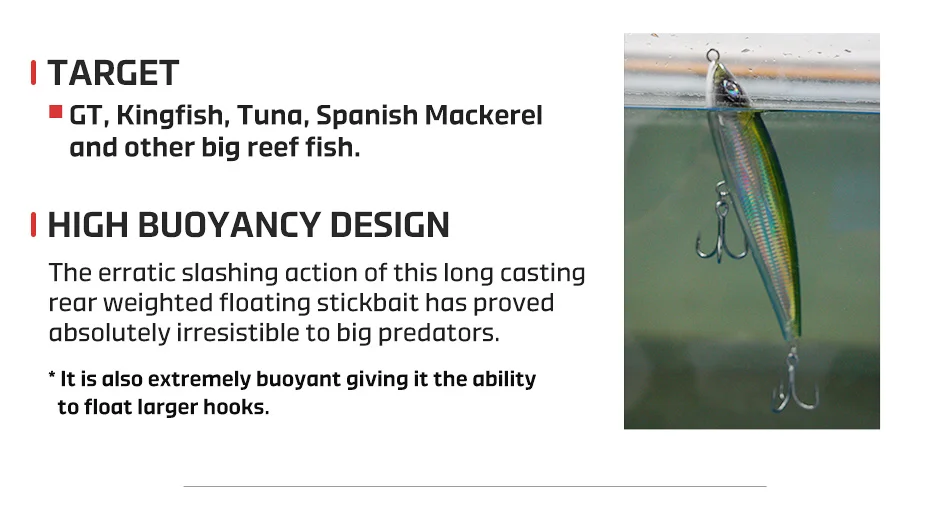 NOEBY Tobiuo Stickbait colores disponibles pesca de atún
