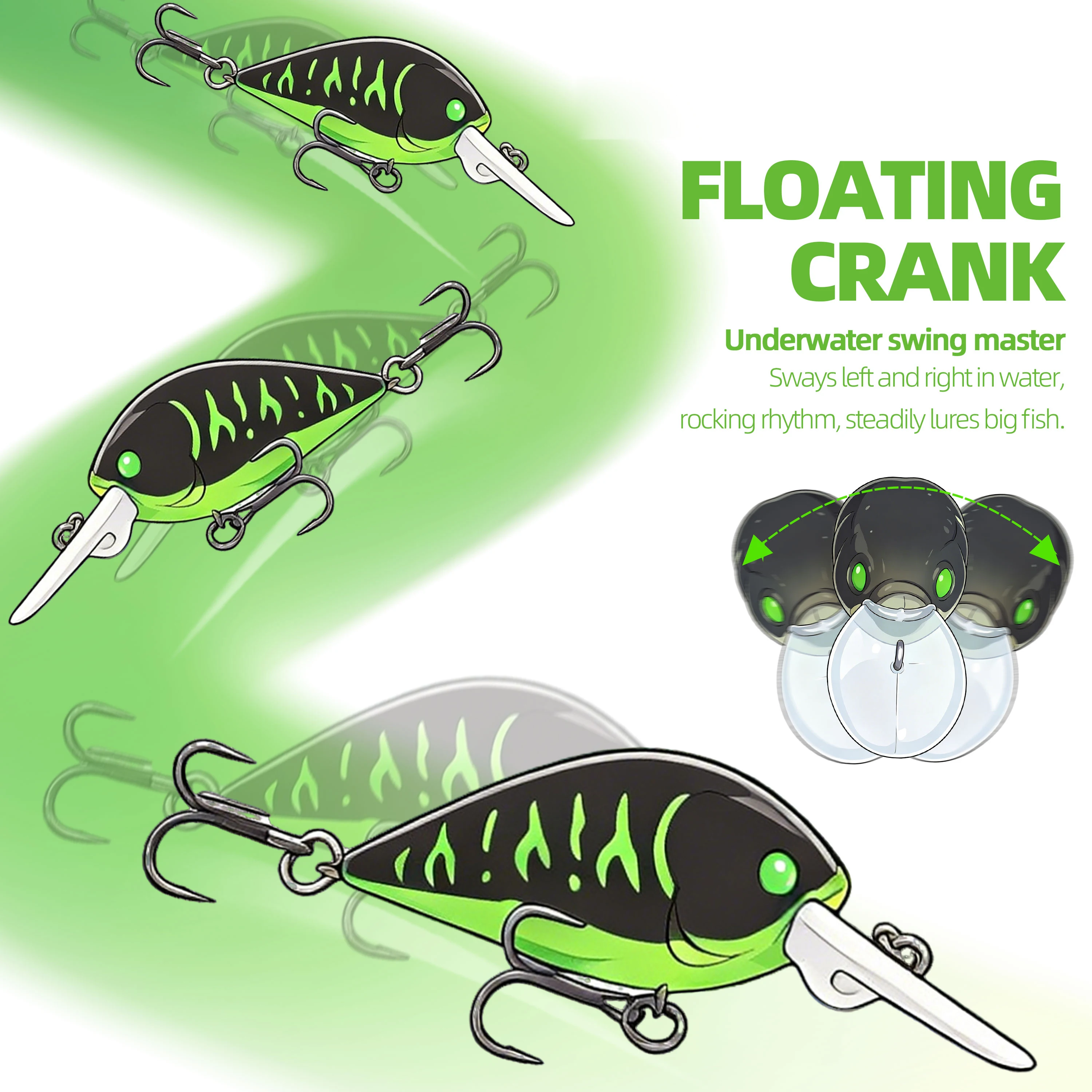 LETOYO Mini Crankbait UV Glow flotante – señuelo minnow para trucha - imagen 3