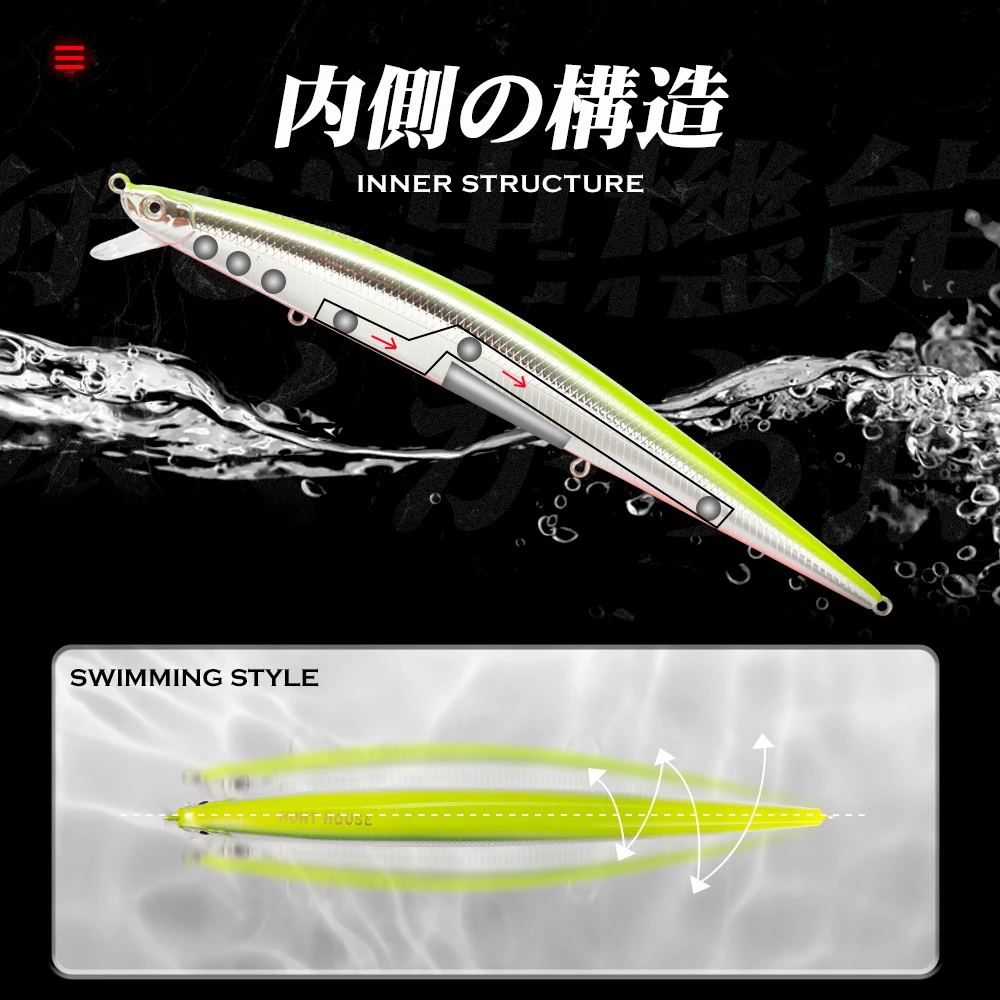 Jerkbait Minnow Hunthouse Tide Flyer 175 mm para lubina y lucioperca - imagen 5