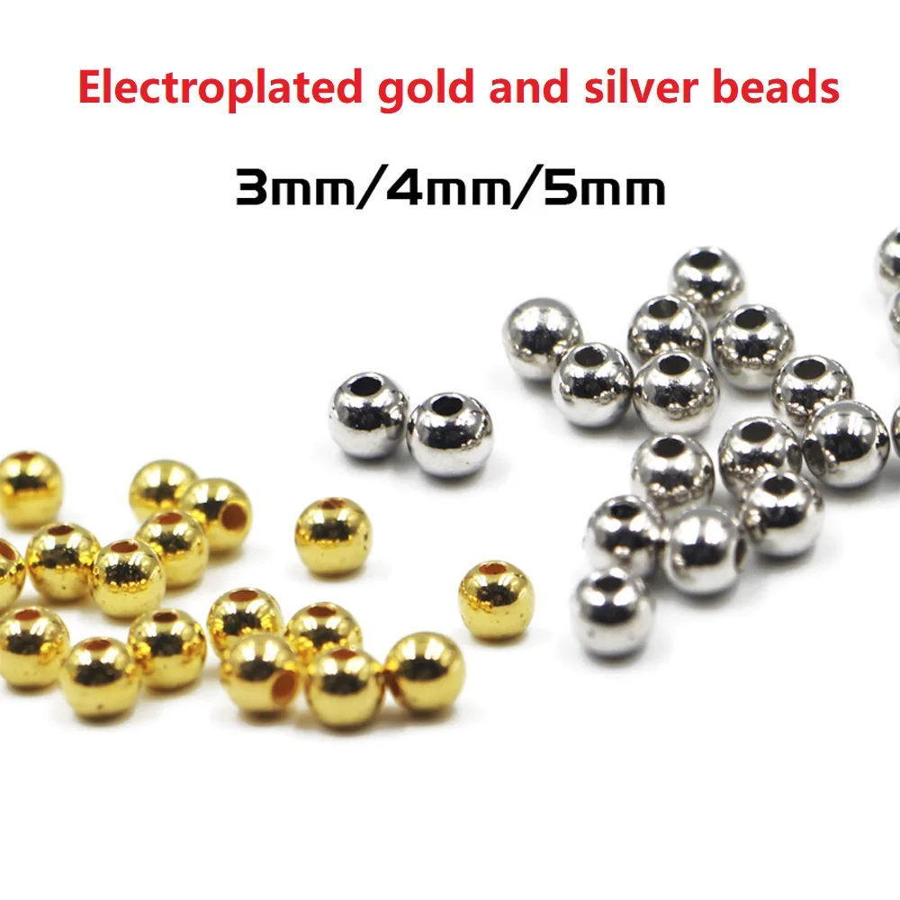 Cuentas galvanizadas para atado de moscas, oro y plata, 3-5 mm - imagen 4