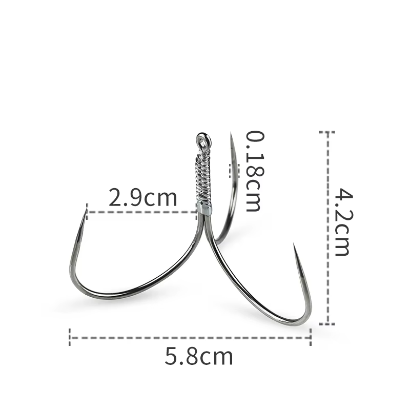 Anzuelos triples de acero alto en carbono con púas para pesca marina - imagen 5