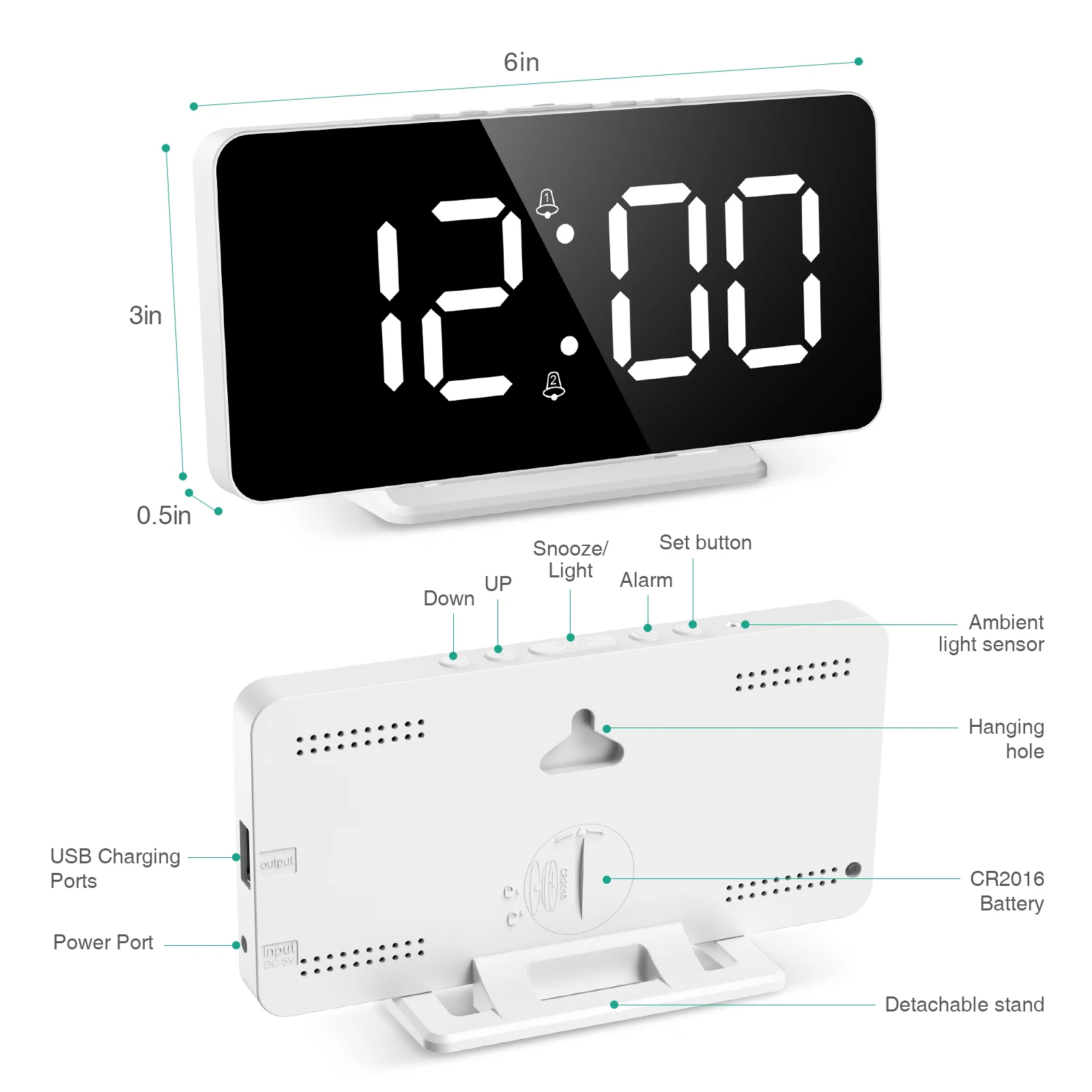 ORIA Reloj despertador digital LED con repetición