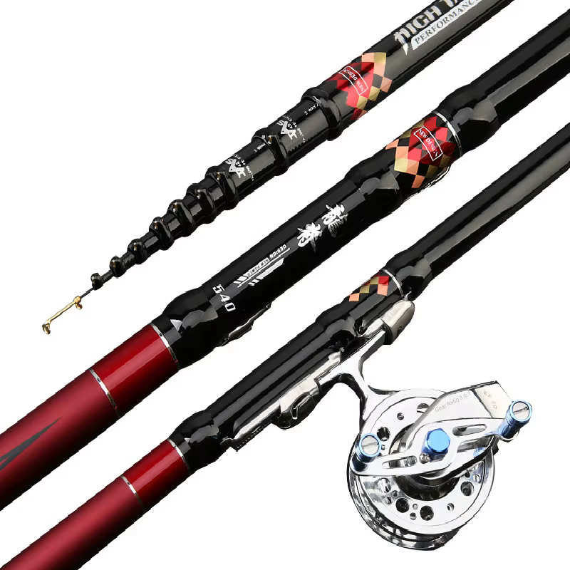 Wekartwo Caña de Pesca Telescópica Fibra Carbono Tres Posiciones
