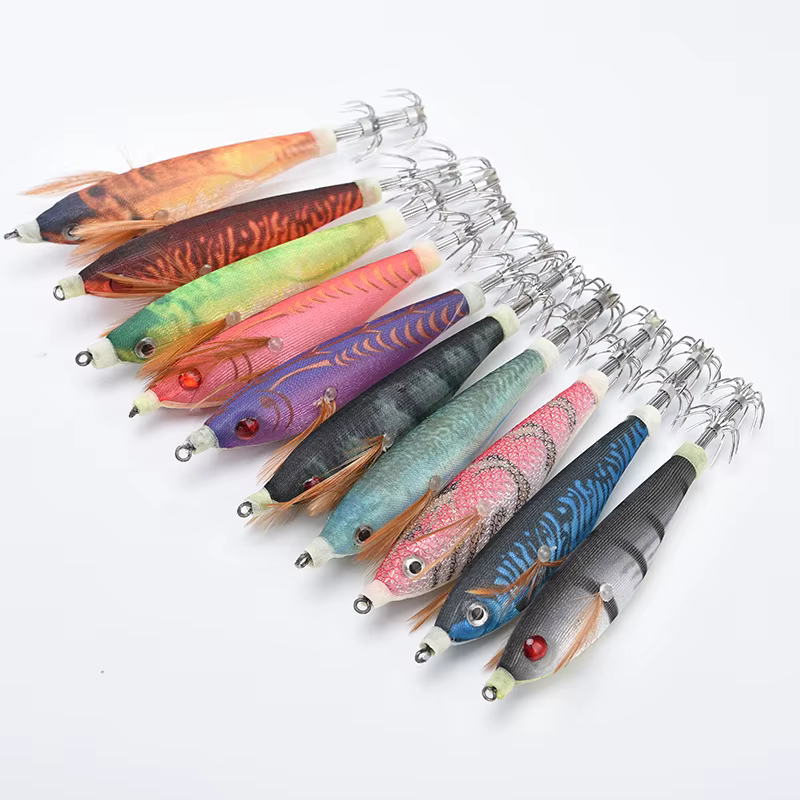 Señuelo duro calamar brillante para pesca de depredadores