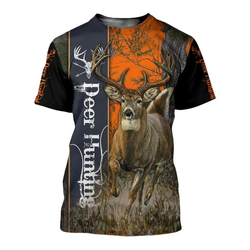 Camiseta Caza Estampado 3D Ciervos – Estilo Harajuku Veraniego - imagen 4