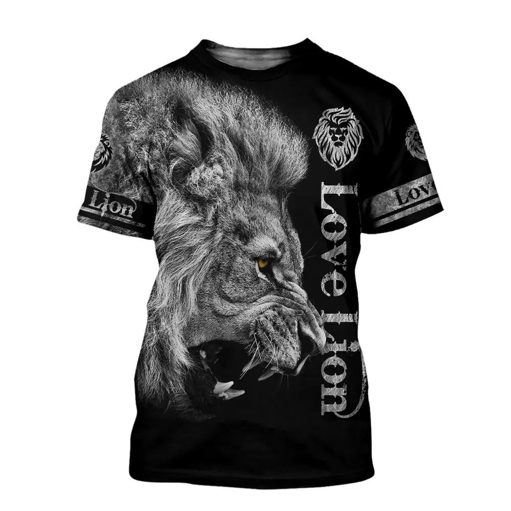 Camiseta 3D León Manga Corta Harajuku para Hombre - imagen 3