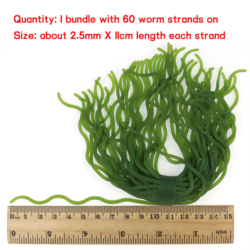 Bimoo Squirmy Worm – Gusano blando atado 60 hebras de silicona - imagen 2