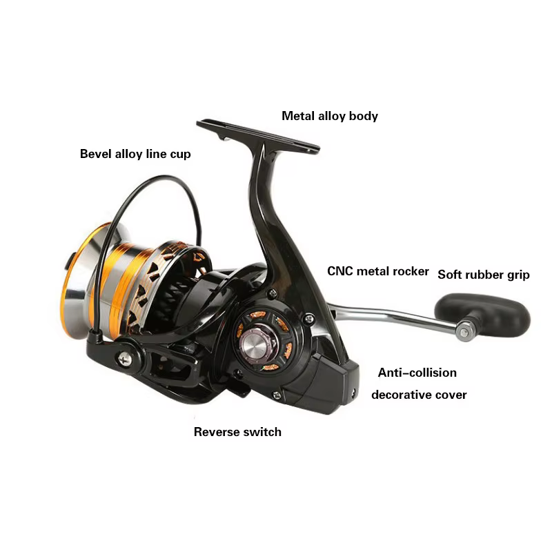 Carrete DH 9000-12000 – Bobina biselada metal pesca agua dulce - imagen 4
