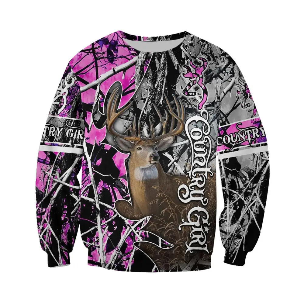Sudadera 3D Deer Hunting Country Girl para pesca con capucha - imagen 3