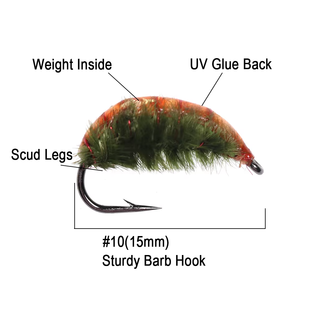 Ninfas Scud Bug ICERIO – Anzuelos con púas para trucha y carpa - imagen 2
