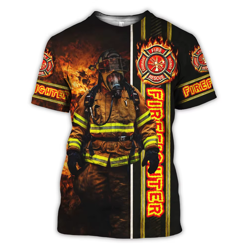 Camiseta Bombero 3D manga corta unisex con estampado realista - imagen 3