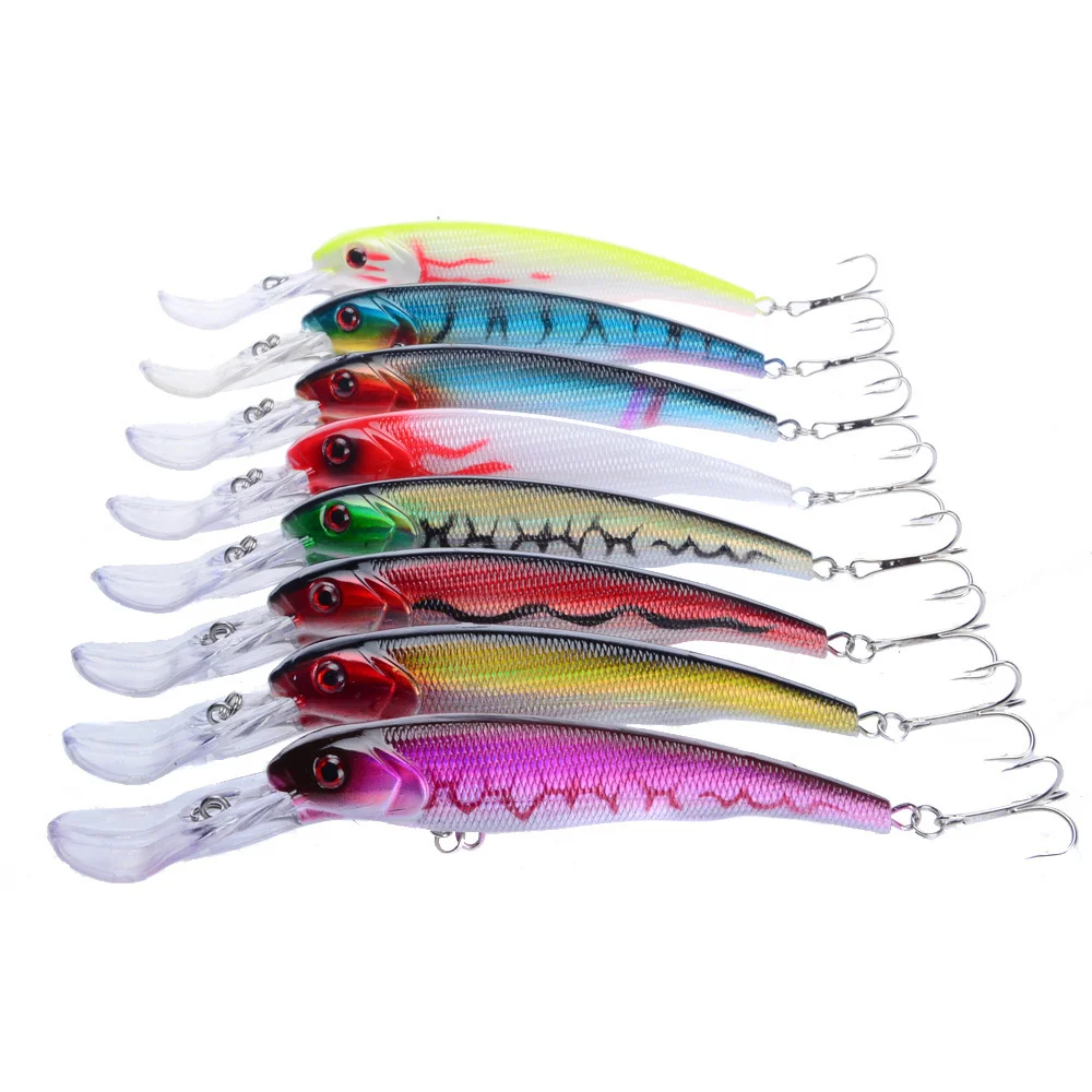 Señuelo minnow de pesca con ojos 3D y cuerpo colorido