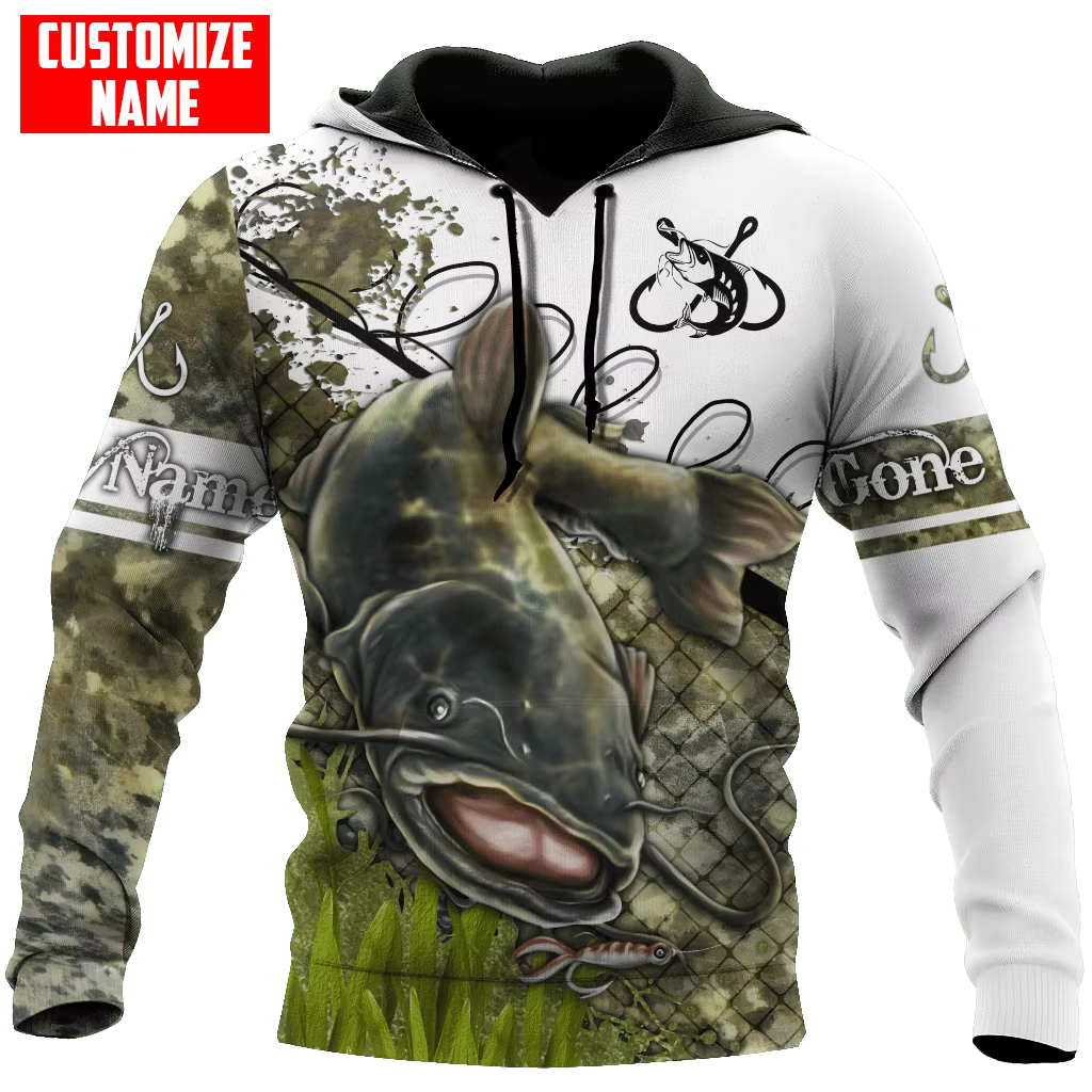 Sudadera camuflaje pesca Gone Fishing – Capucha unisex - imagen 3