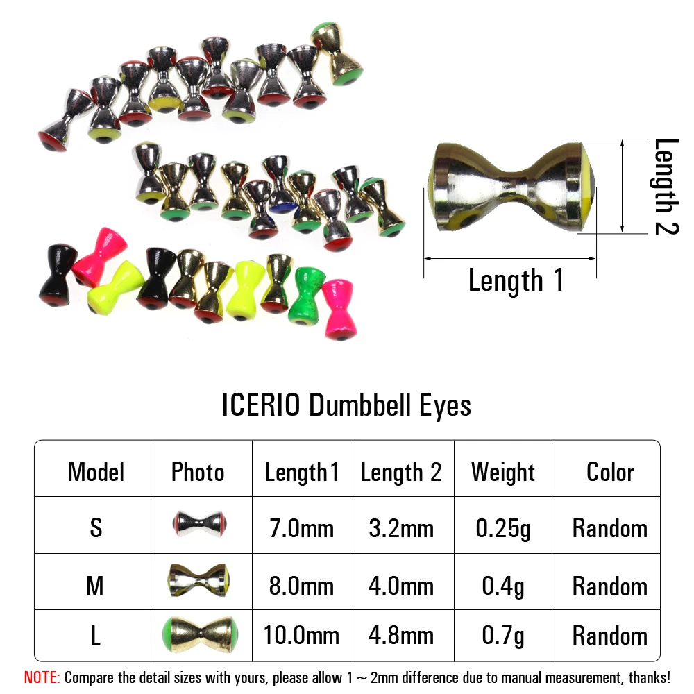 ICERIO Cuentas para mosca seca de latón hundido – Ojos de pez brillantes - imagen 3