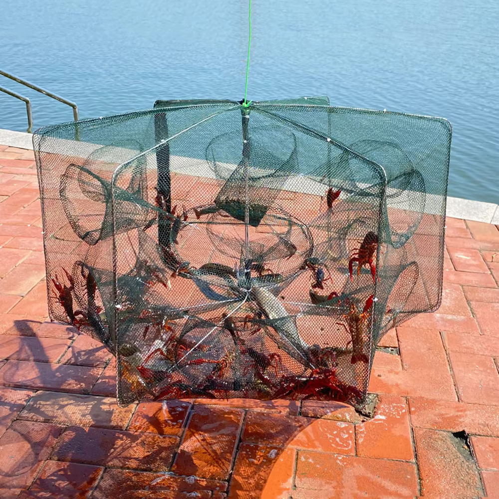 Jaula para cangrejos con red de fundición – Malla plegable de nailon para pesca - imagen 5