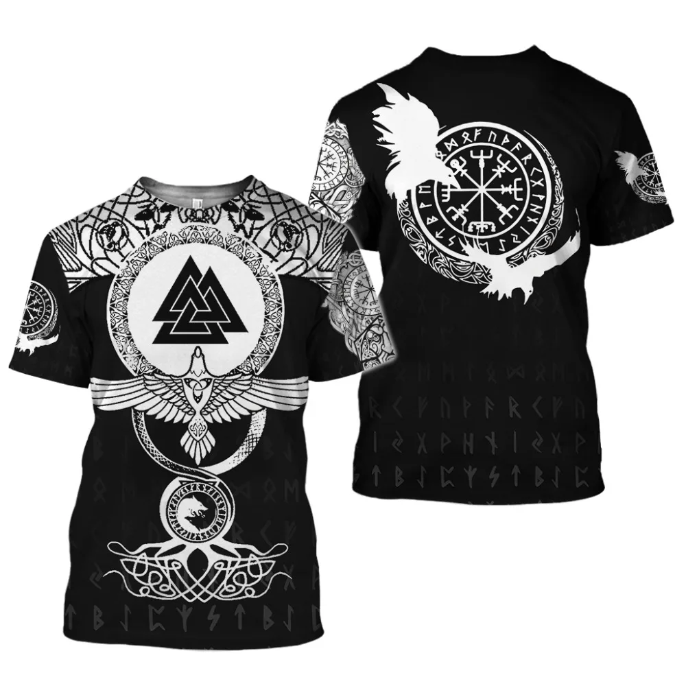 Camiseta estampada 3D Huginn y Muninn, tatuaje de cuervo unisex - imagen 5
