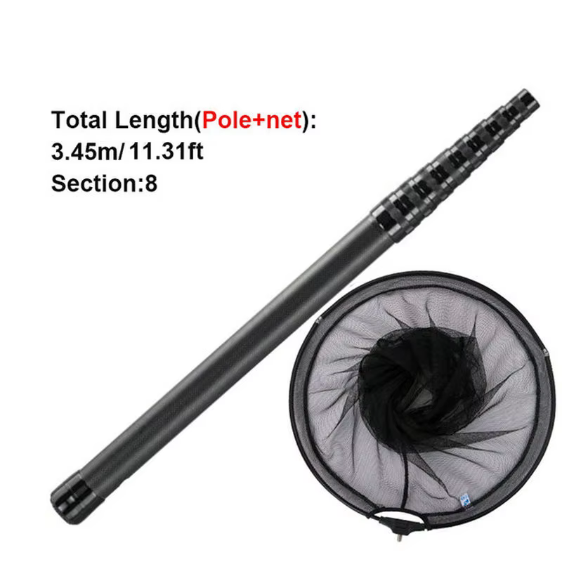 Red plegable para pesca telescópica ultraligera con poste de carbono