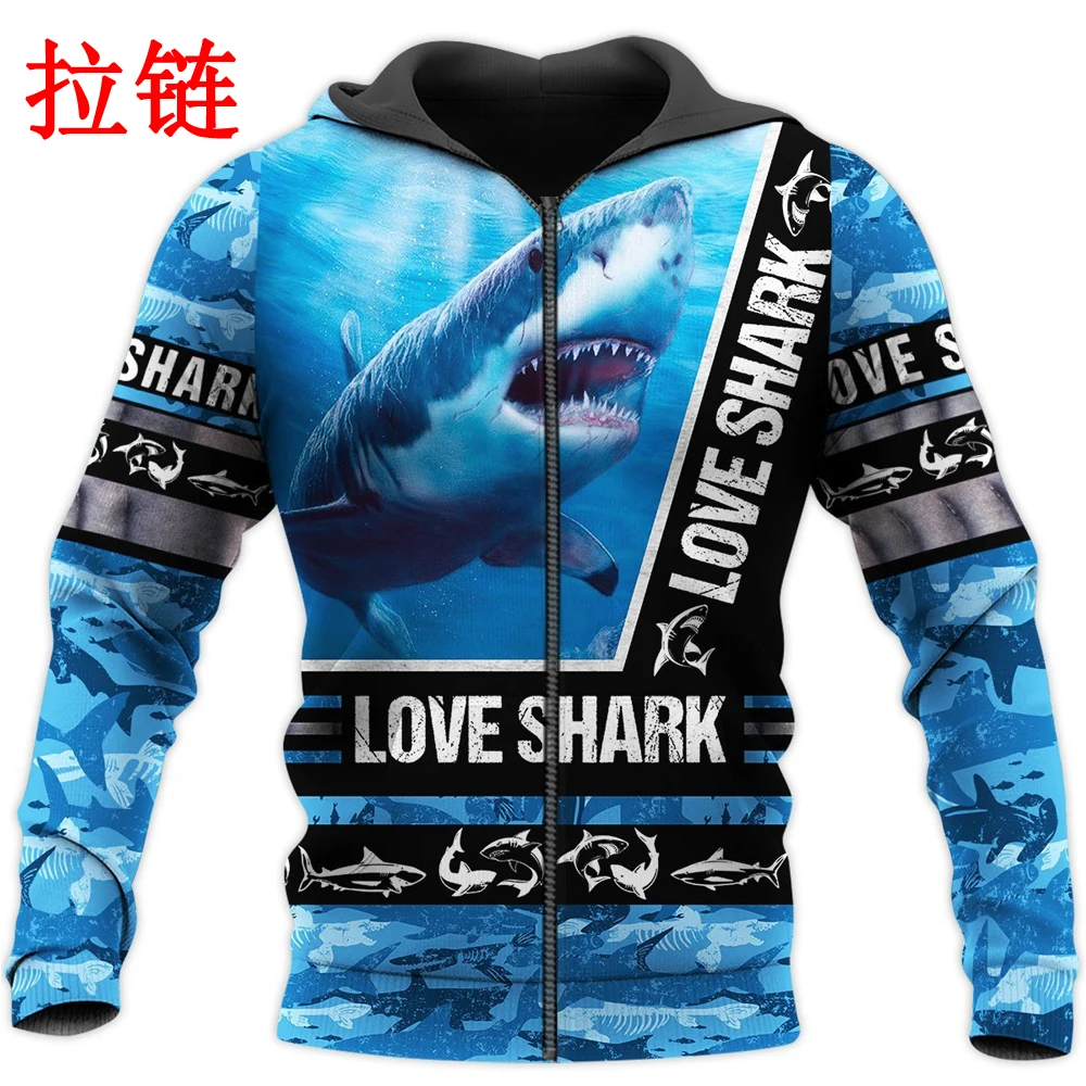 Sudadera con capucha tiburón 3D para hombre estilo streetwear - imagen 2