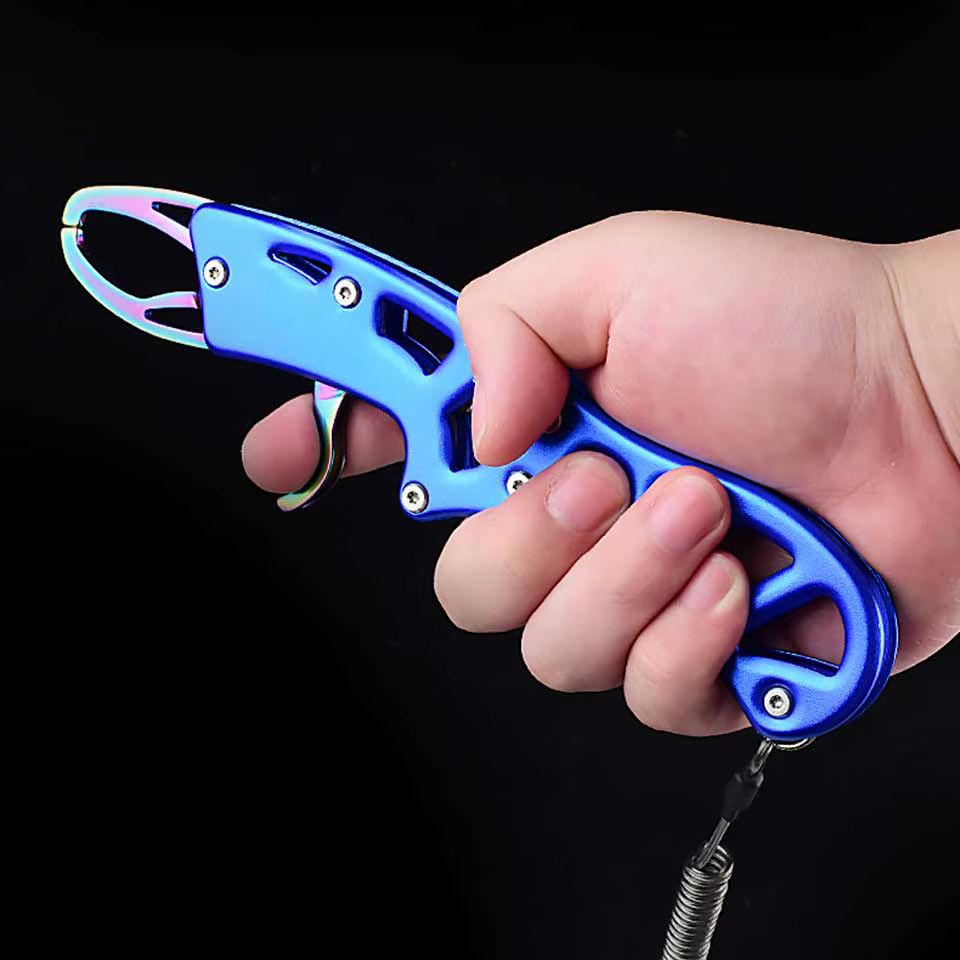 Soporte de Labio Pesca Ligera Pinza Metal Rojo y Azul con Cuerda - imagen 5
