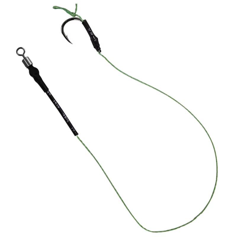 Montaje de carpfishing con anzuelo, línea PE y giratorio