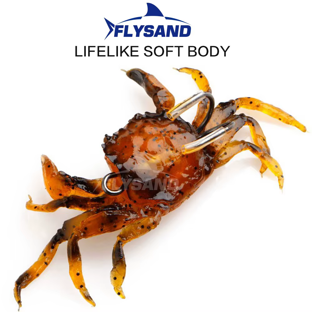 Señuelo Cangrejo FLYSAND 3D – Doble gancho afilado de silicona - imagen 4