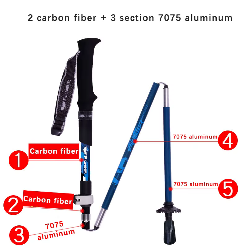 Pioneer Caña de Pesca Plegable Ligera Carbono Aluminio Bloqueo Externo - imagen 4