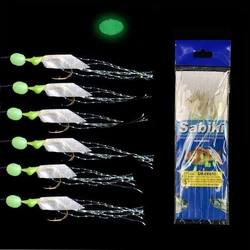 Sabiki anzuelos giratorios con cebos luminosos en piel de pez