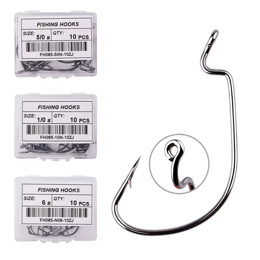 Anzuelo Offset 8/0 Manivela Especial para Vinilos de Pesca