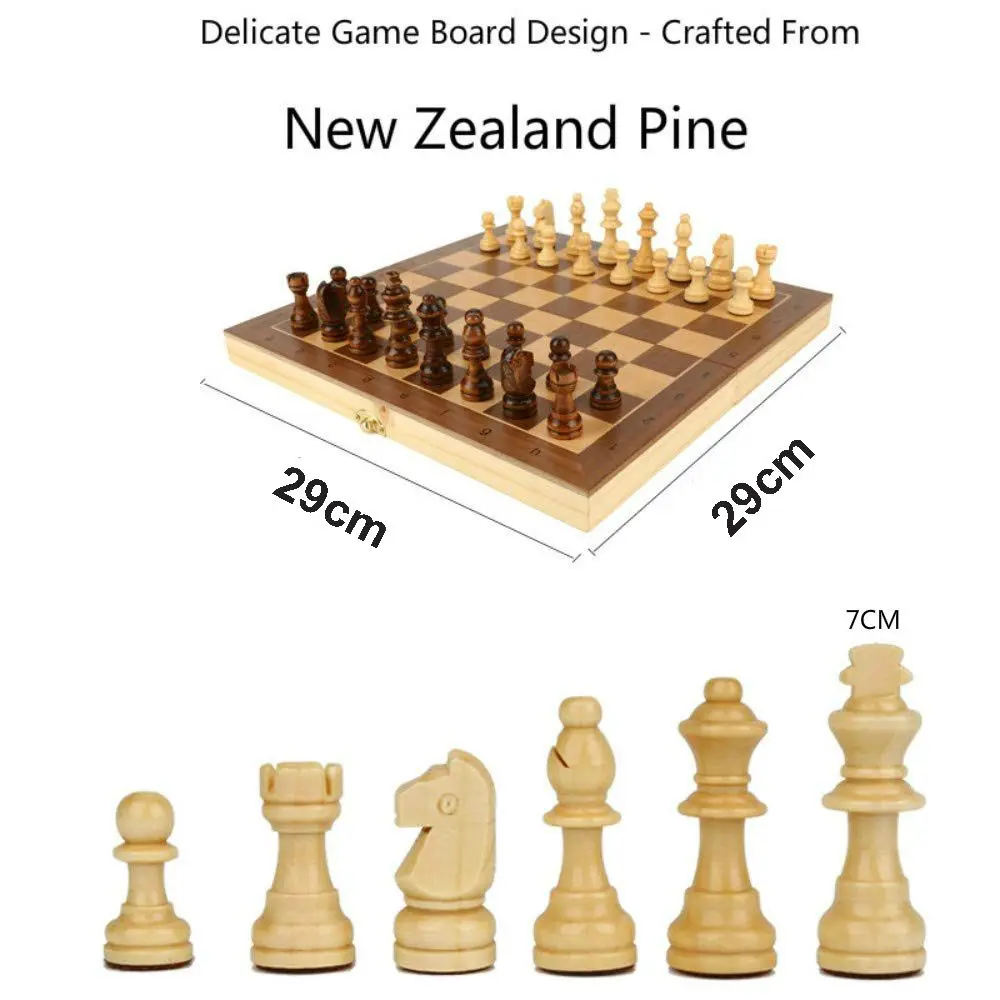 Ajedrez portátil de madera magnético y plegable – Juego damas - imagen 4