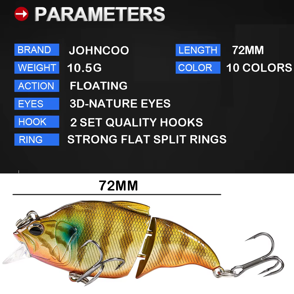 JOHNCOO Wobbler 72mm – Señuelo flotante para lubina y lucio - imagen 3