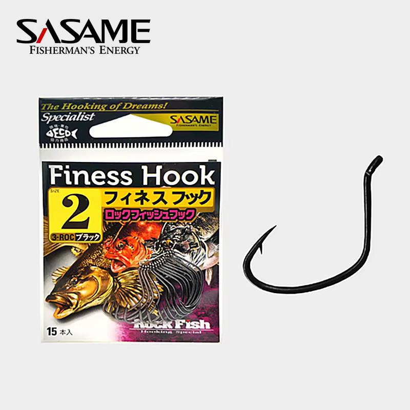 Anzuelos offset SASAME Rock Offset – Acero al carbono para vinilo lubina