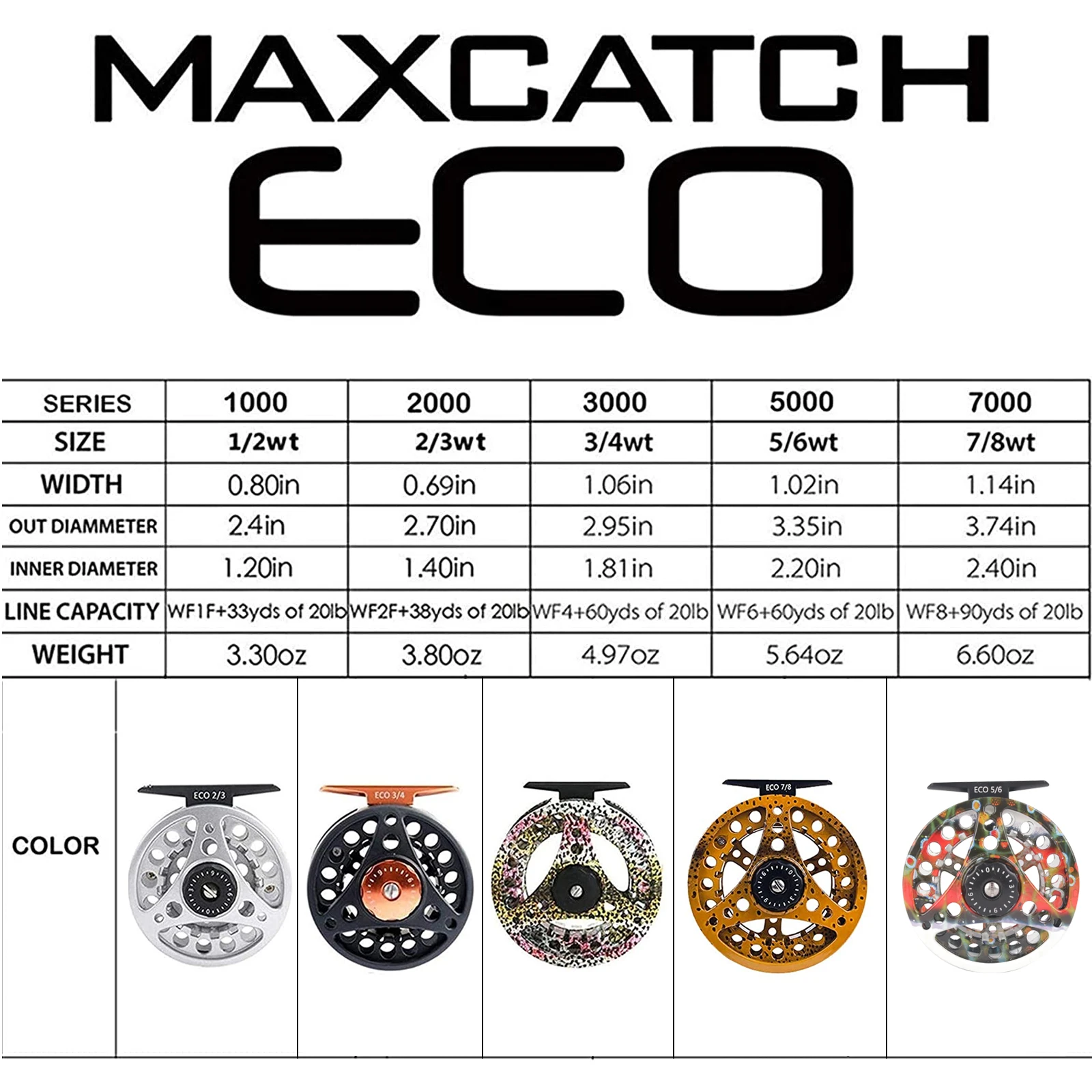 Carrete de Mosca Maximumcatch Aluminio Fundido Eje Grande 3-8 WT - imagen 2