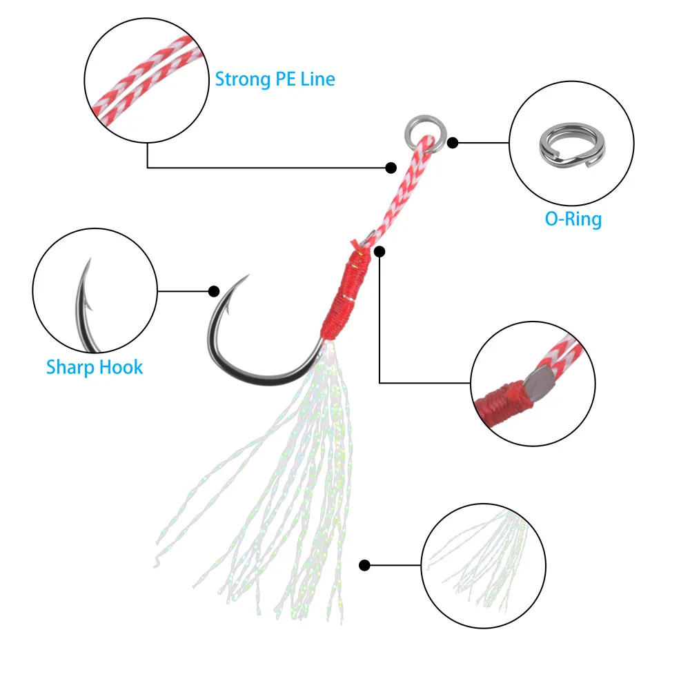Anzuelos de Asistencia Cabeza Fundida Jigging Lento Lubina Mar - imagen 4