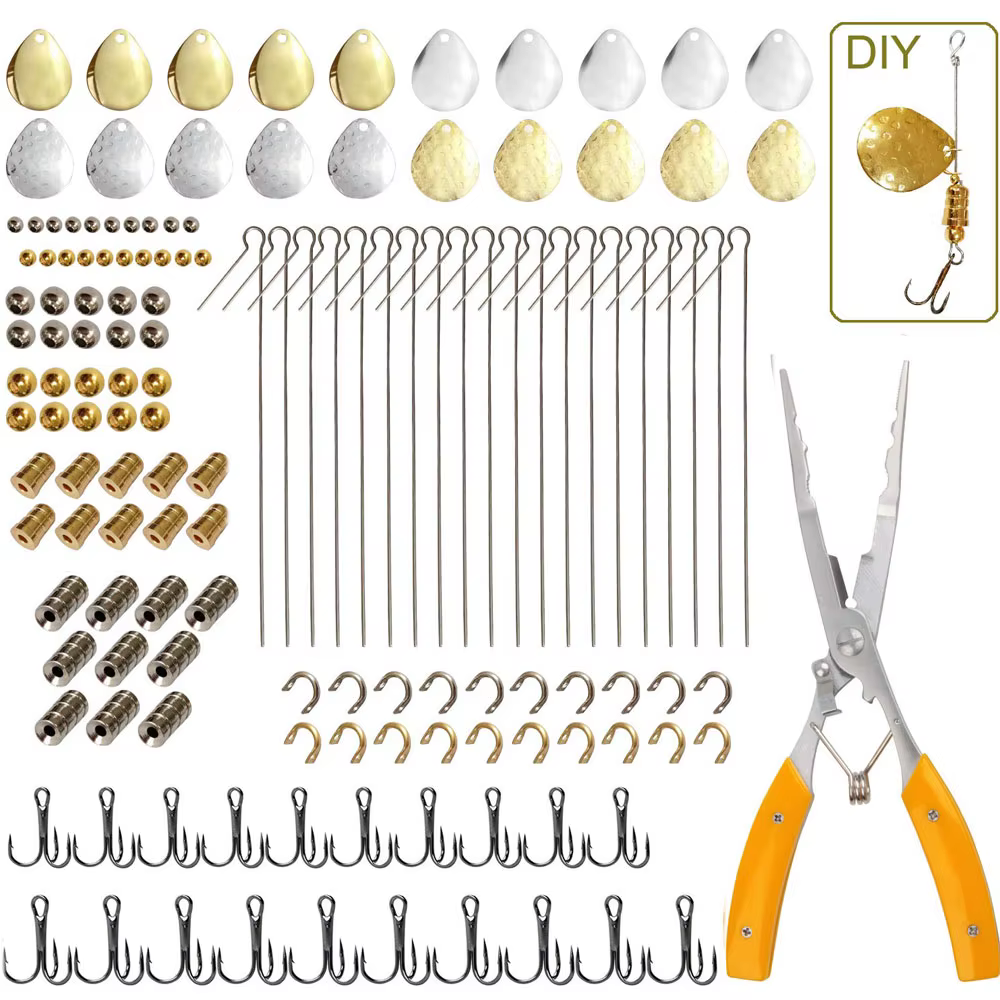 Kit de accesorios cuchara de pesca: hoja giratoria, cebo y alicates