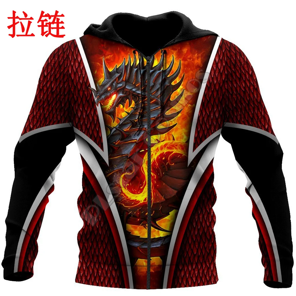 Sudadera 3D Unisex con capucha – Dragón de fuego estampado - imagen 4