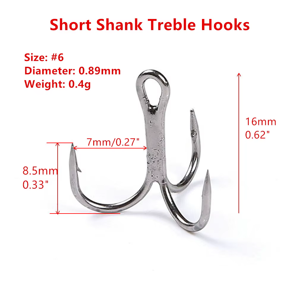 Anzuelos Triples Mizugiwa Vástago Corto Acero Carbono Pesca Mar - imagen 2