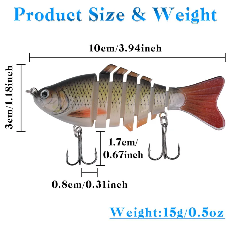 Set de 5 swimbaits articulados en colores variados