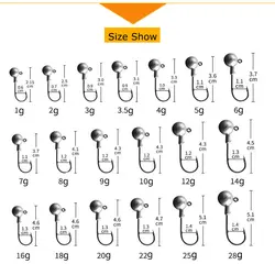 JYJ Anzuelo Jig Head cabeza afilada peso ligero para vinilo perca lucio gato