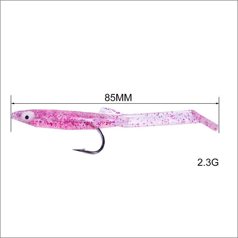 Señuelo Anguila artificial 8cm 2,3g – Cebo blando azul y blanco con anzuelo - imagen 2